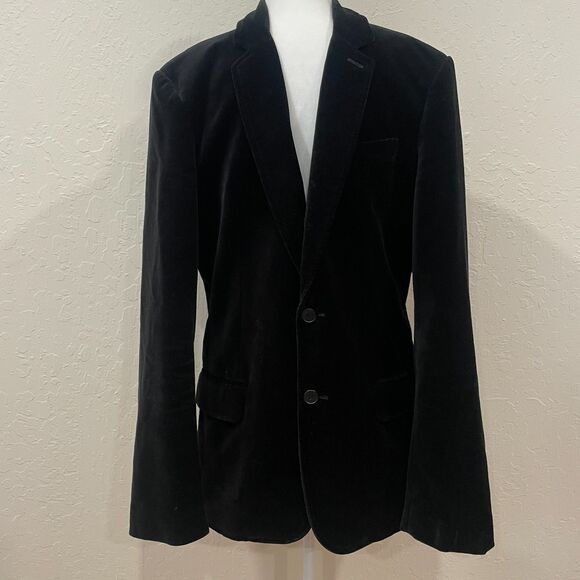 ~ Mens 40 Juicy Couture Velvet Blazer** Black Lined Flap Pockets 2 button Notch - Picture 15 of 15